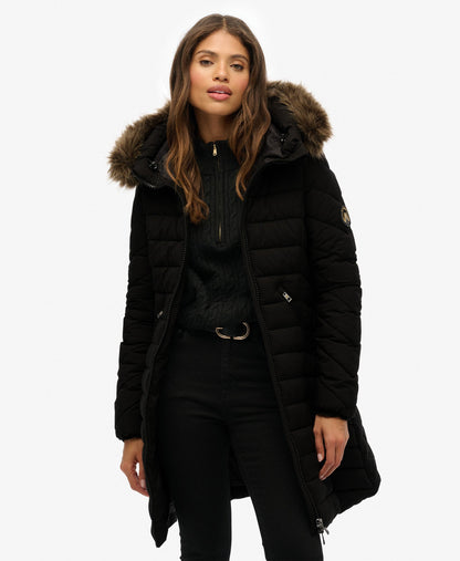 Fuji Hooded Mid Length Jacket | Black