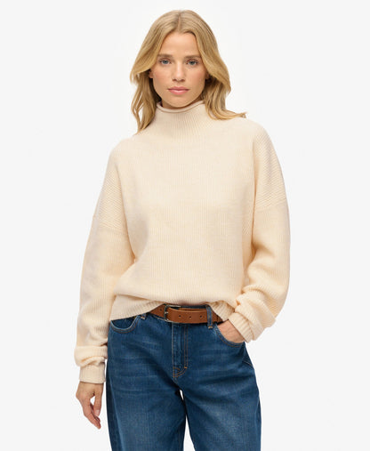 Slouchy Mock Neck Jumper | Butter Cream Twist