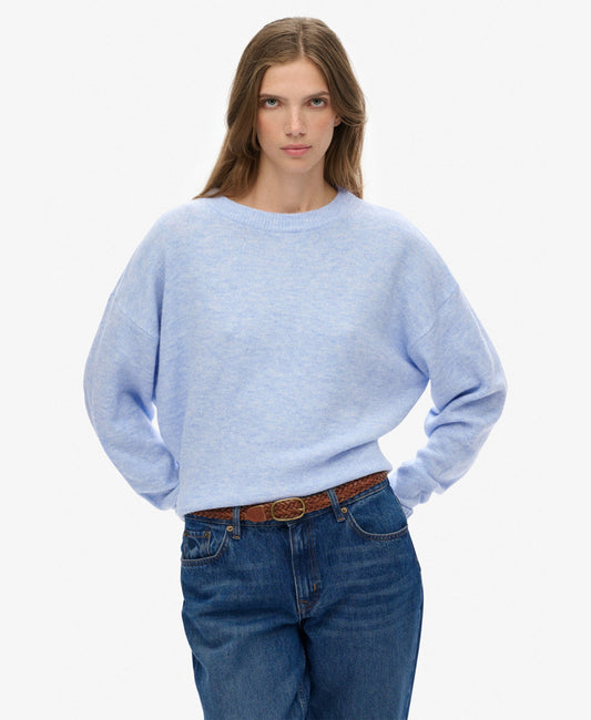 Slouchy Crew Neck Jumper | Pastel Blue Twist