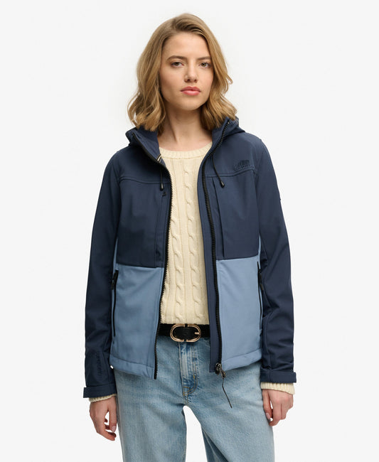 Hooded Colourblock Trekker Slim Fit Jacket | Lauren Navy/Tidal Blue