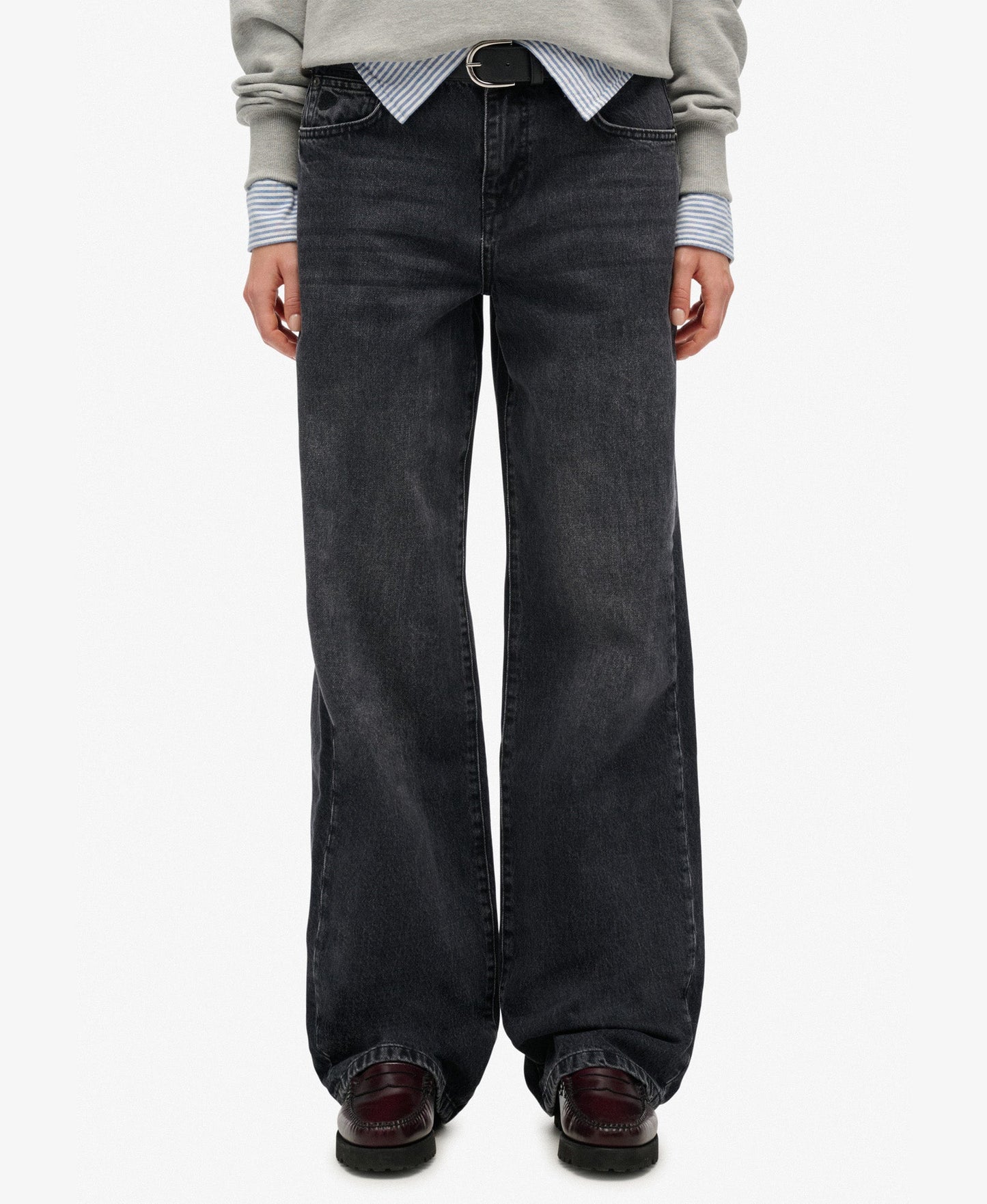 Mid Rise Wide Leg Jean | Overdyed Black 30