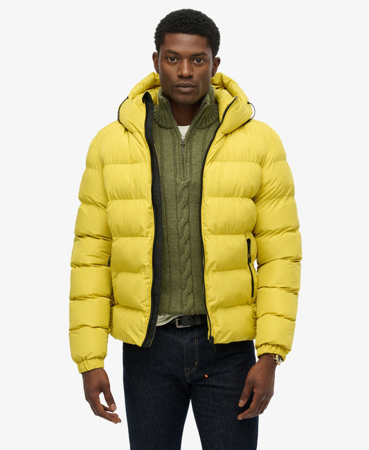 Hooded Sports Puffer Jacket | Wax Yellow