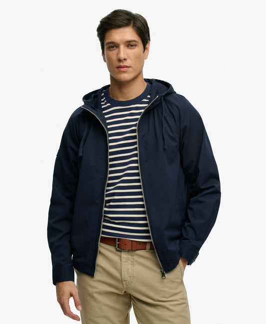 Hooded Washed Twill Jacket | Washed Navy