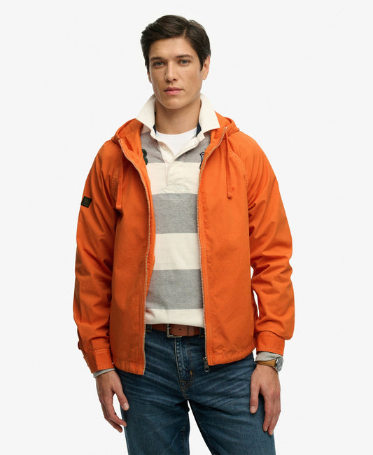 Hooded Washed Twill Jacket | Washed Orange