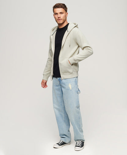 Essential Logo Slim Fit Ziphood | Light Stone Beige