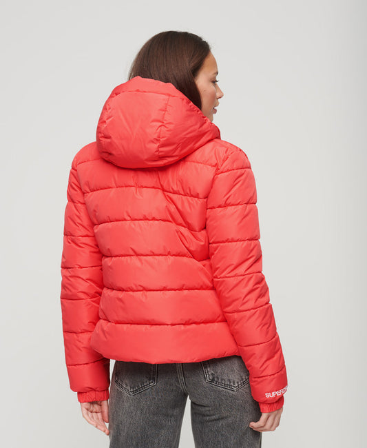 Slim Fit Hooded Spirit Sports Puffer | Active Pink