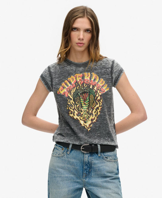 Biker Rock Graphic Cap Slv Tee | Black