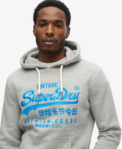 Neon Vintage Logo Graphic Hoodie | Athletic Grey Marle