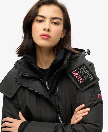 Hooded Mountain Windbreaker Slim Fit Jacket | Black