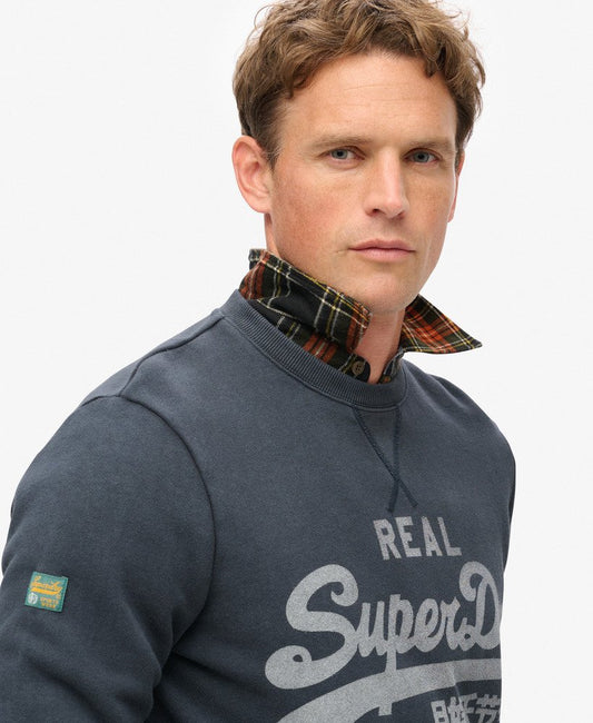 Classic Vintage Logo Graphic Slim Fit Sweatshirt | Eclipse Navy