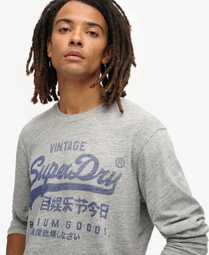 Classic Vintage Logo Graphic Long Sleeve Top | Athletic Grey Marle