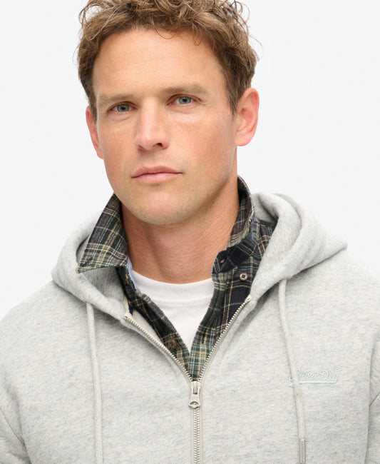 Essential Logo Slim Fit Ziphood | Athletic Grey Marle