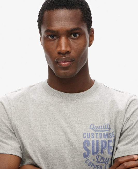 Copper Label Chest Graphic Tee | Ash Grey Marle