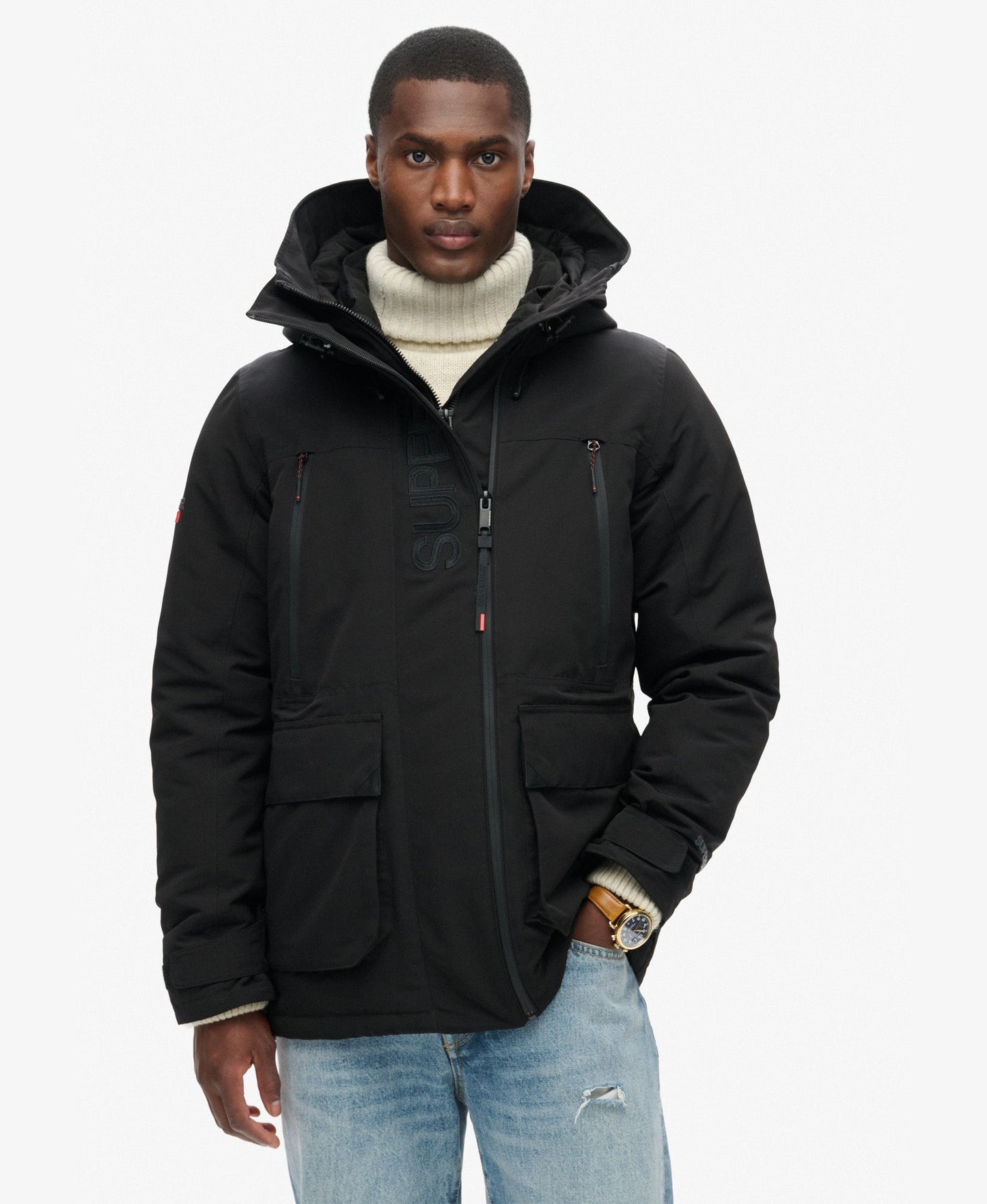 Hooded Ultimate Embroidered Windbreaker | Black