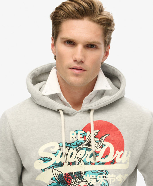 Tokyo Vintage Logo Graphic Hoodie | Pumice Stone Beige Marle