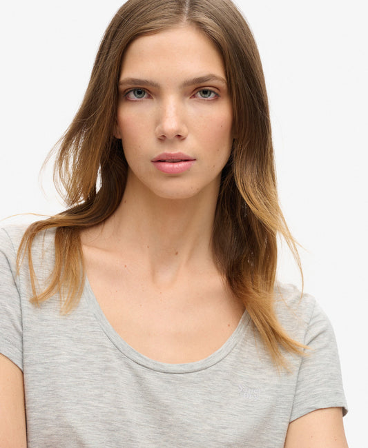 Scoop Neck Slim Fit Tee | Pepper Grey Marle