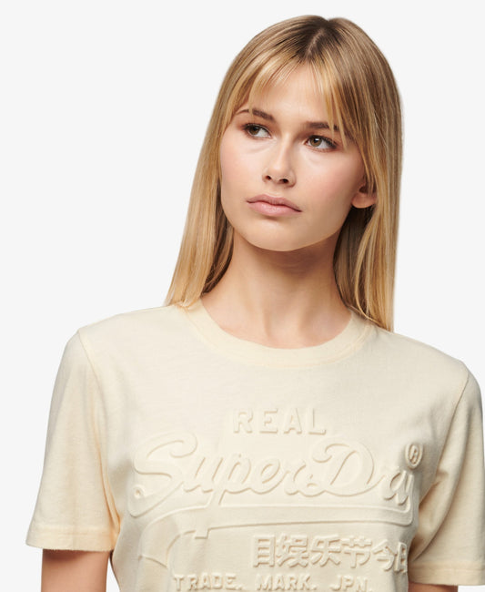 Embossed Vintage Logo Relaxed Tee | Rice White