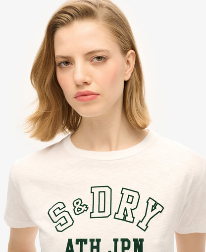 Athletic Graphic Fitted Slim Fit Tee | Off White Slub