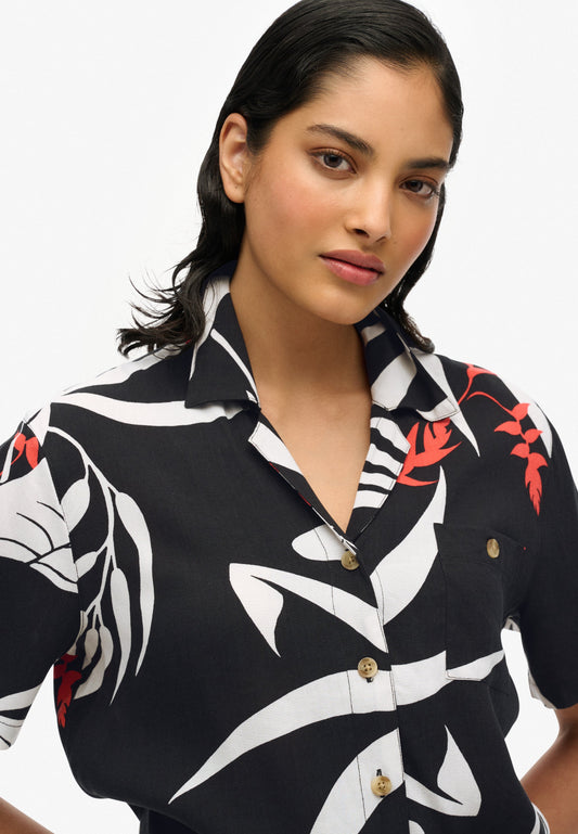 Beach Resort Shirt | Jungle Black Silhouette
