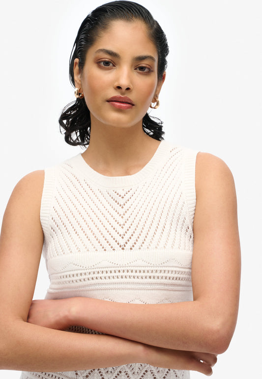Crochet Mini Slim Fit Dress | Desert Bone Off White
