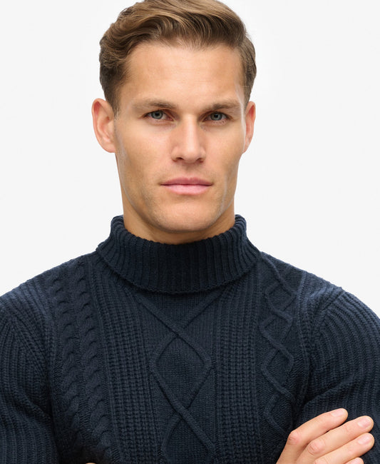 Merchant Cable Roll Neck | Navy