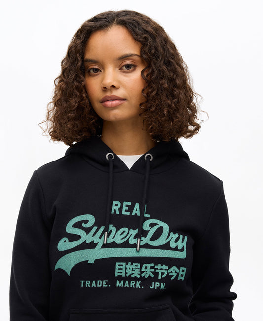 Vintage Logo Relaxed Hoodie | Black