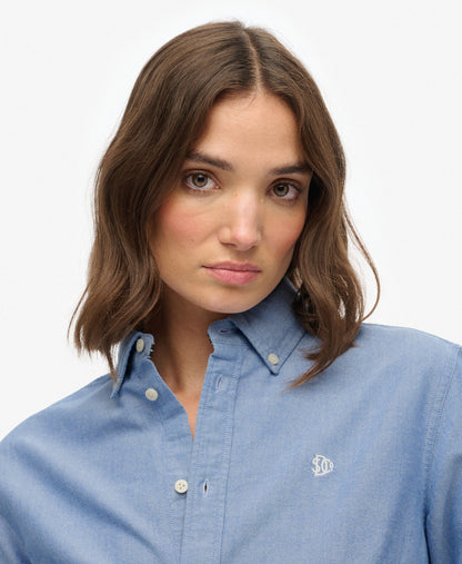 Slim Oxford Long Sleeve Shirt | Azure Blue Chambray Oxford