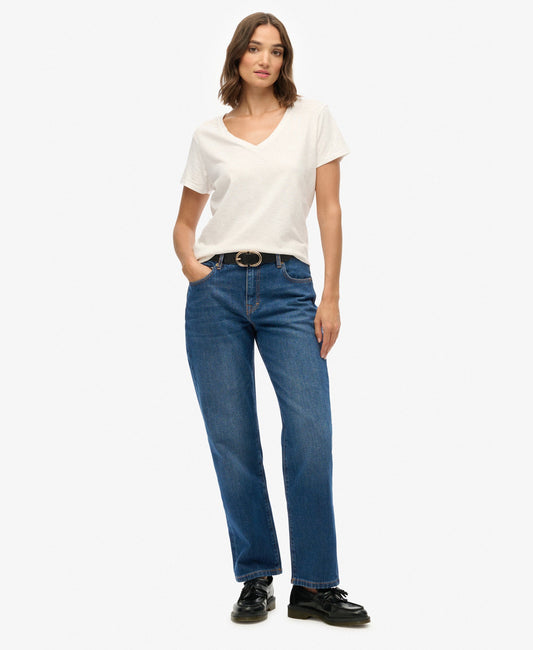 Mid Rise Straight Jean | Deep Indigo Denim 30