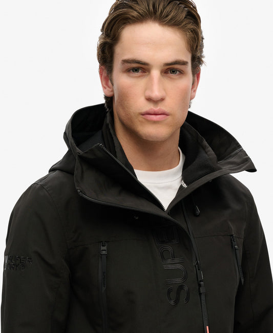 Slim Fit Hood Ultimate Embroidered Windbreaker | Black