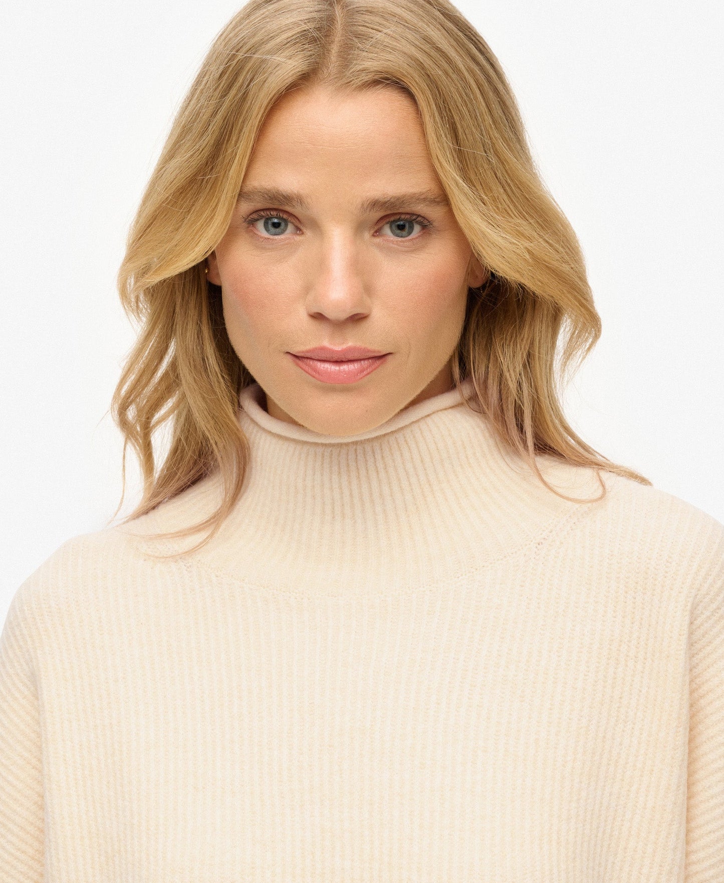 Slouchy Mock Neck Jumper | Butter Cream Twist
