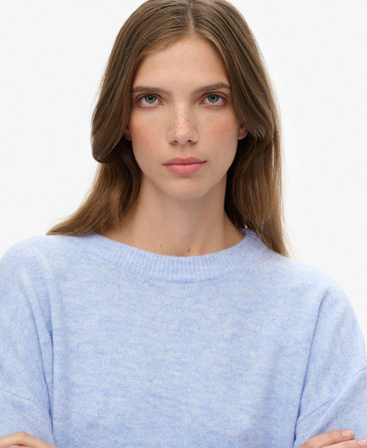Slouchy Crew Neck Jumper | Pastel Blue Twist