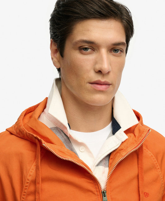 Hooded Washed Twill Jacket | Washed Orange
