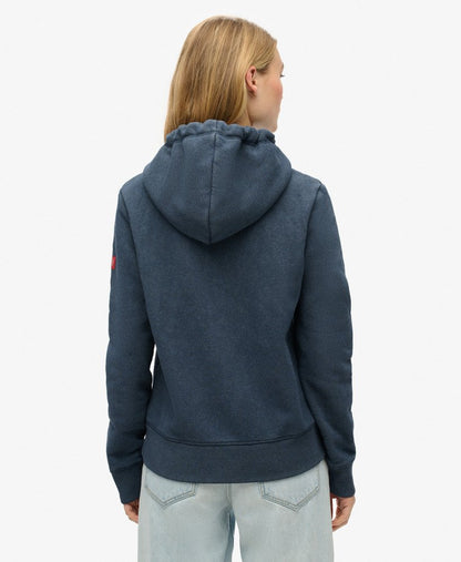 Embroidered Vintage Logo Graphic Hoodie | Trench Navy Marle