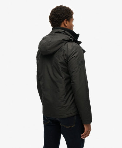 Hooded Mountain Windbreaker Slim Fit Jacket | Black/Black