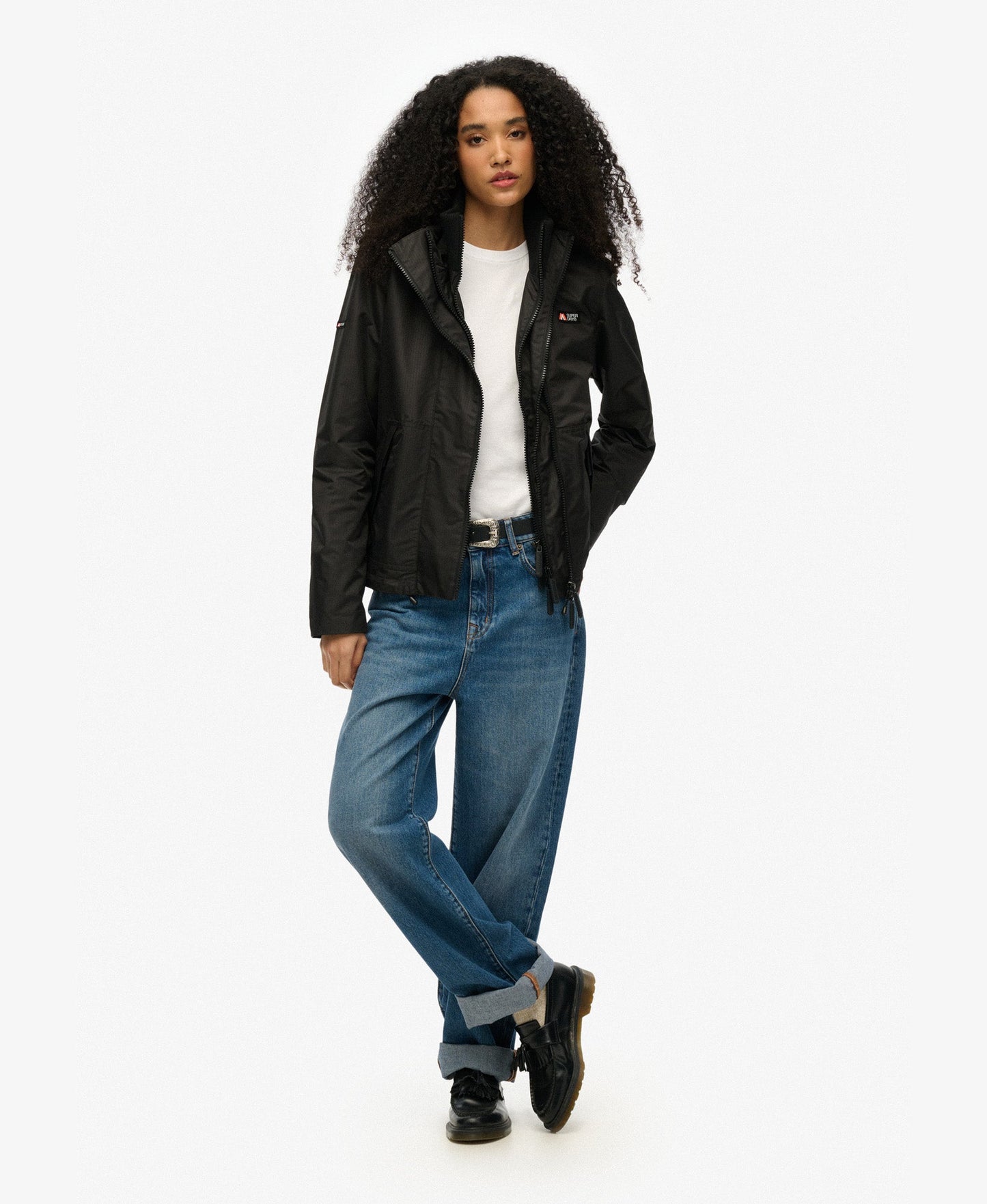 Hooded Mountain Windbreaker Slim Fit Jacket | Black
