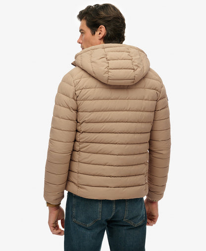 Hooded Fuji Padded Slim Fit Jacket | Winter Twig Beige