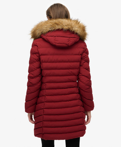 Fuji Hooded Mid Length Jacket | Wine Red