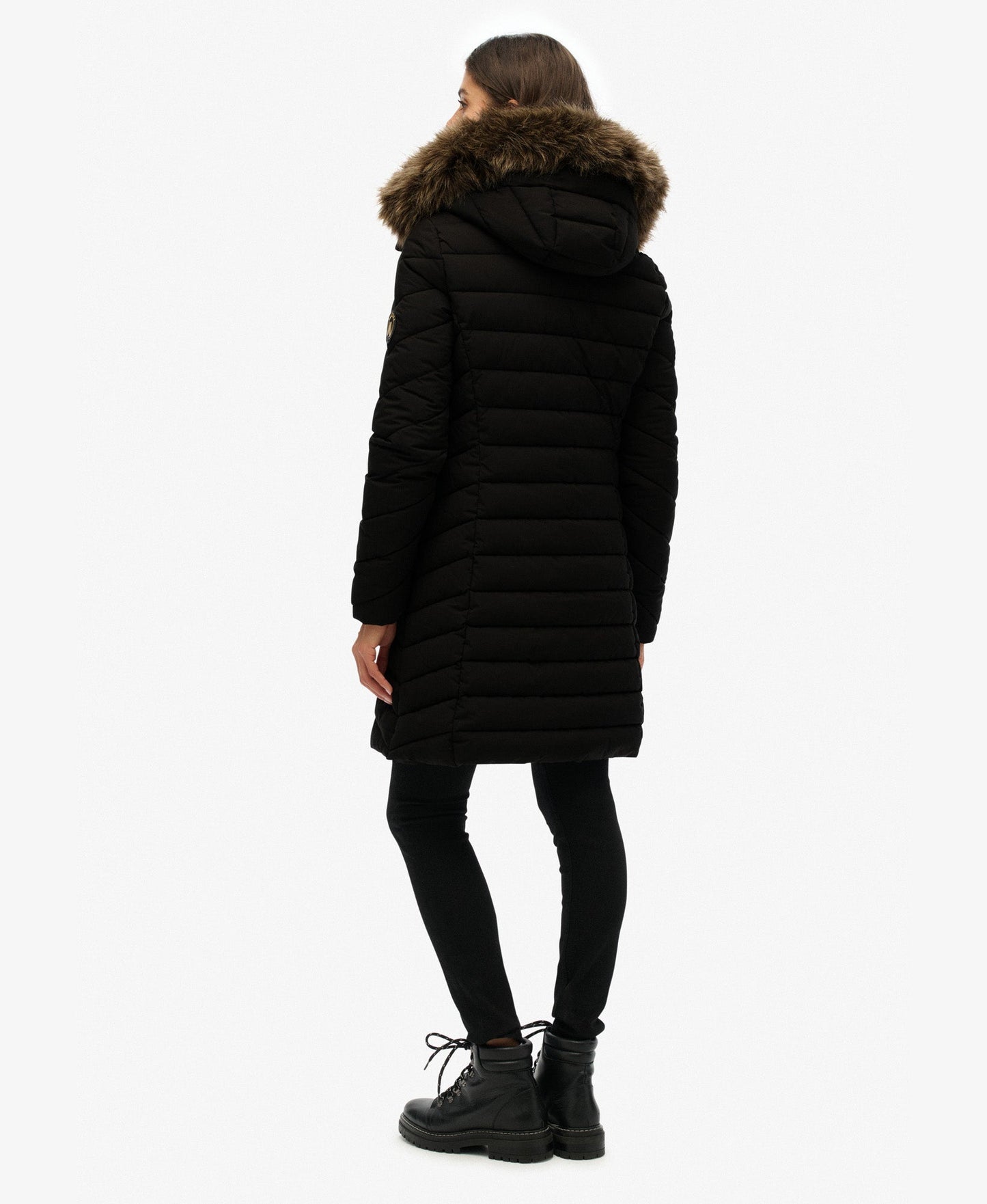 Fuji Hooded Mid Length Jacket | Black
