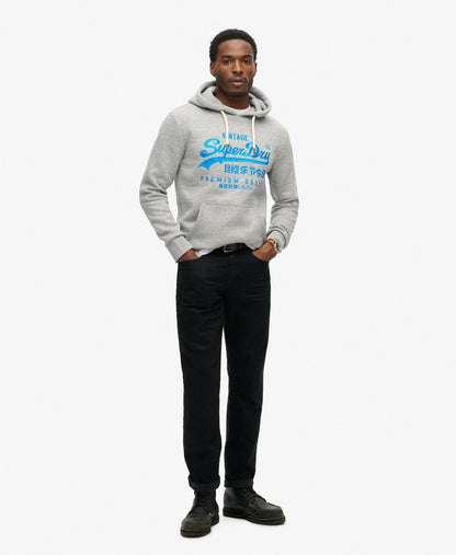 Neon Vintage Logo Graphic Hoodie | Athletic Grey Marle