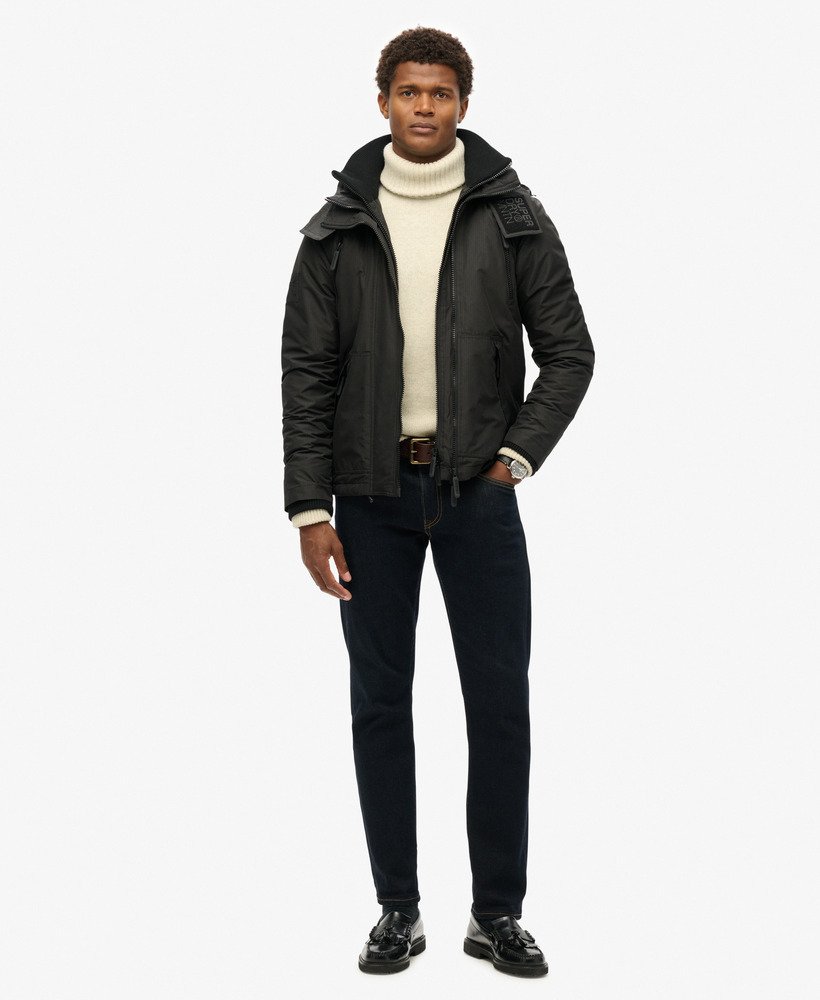 Hooded Mountain Windbreaker Slim Fit Jacket | Black/Black