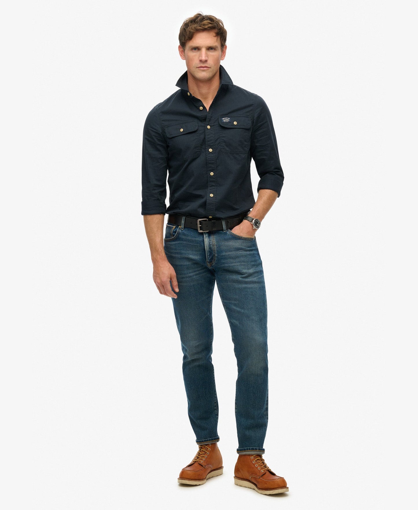 Cotton Workwear Long Sleeve Shirt | Eclipse Navy
