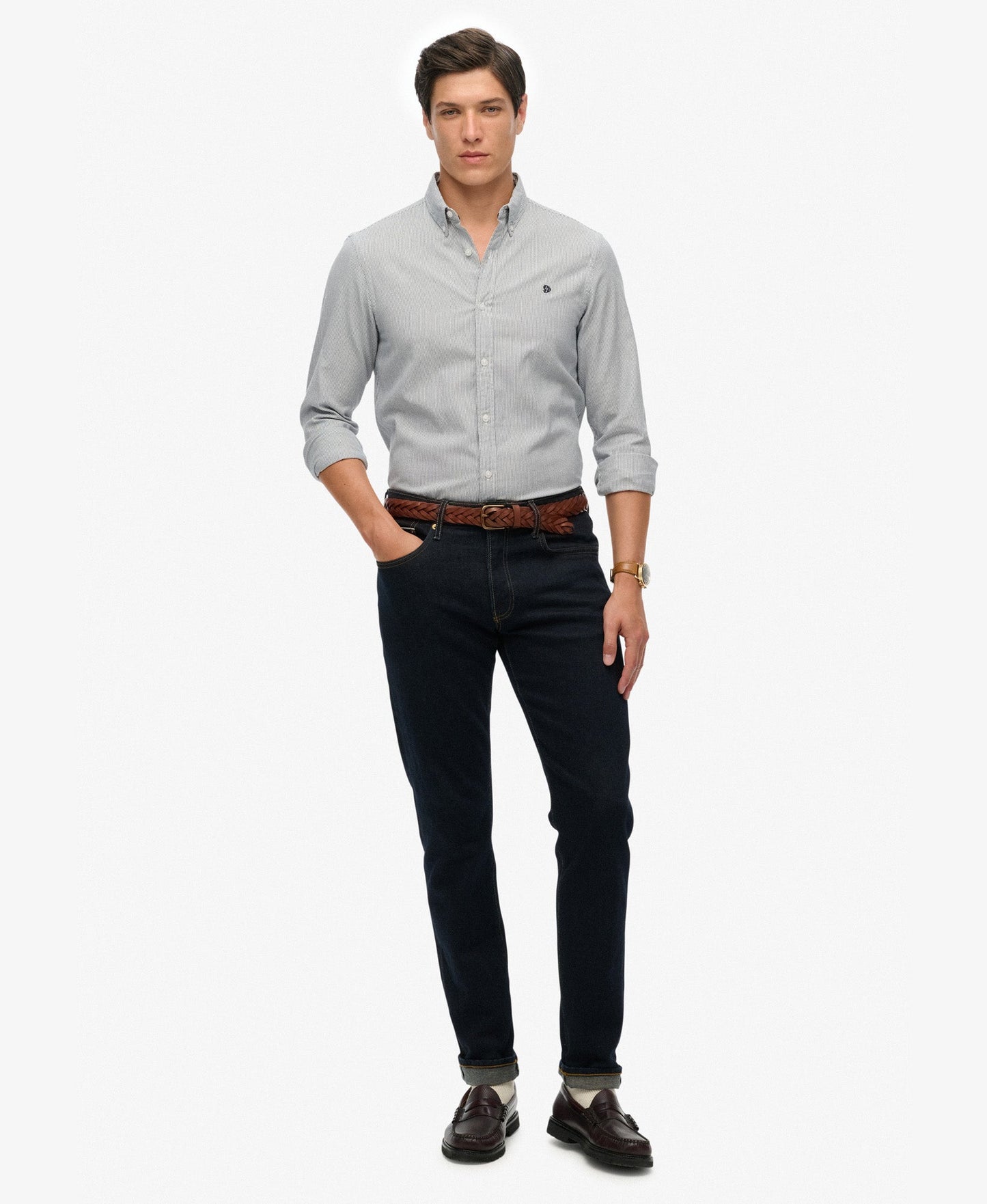 Classic Oxford Long Sleeve Shirt | Needle Ticking Stripe