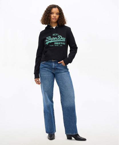 Vintage Logo Relaxed Hoodie | Black