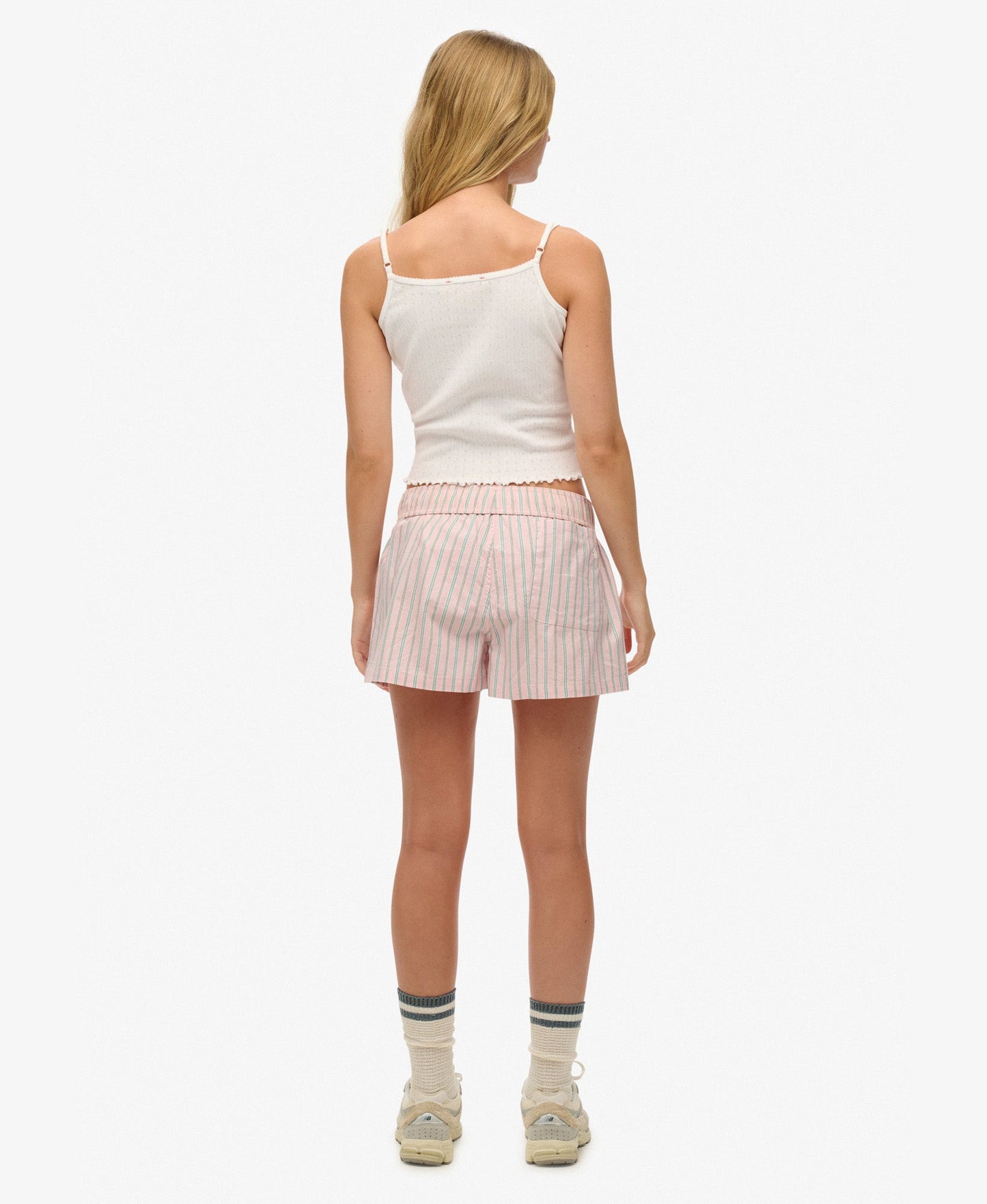 Cotton Stripe Elastic Short | Suffolk Pink Stripe