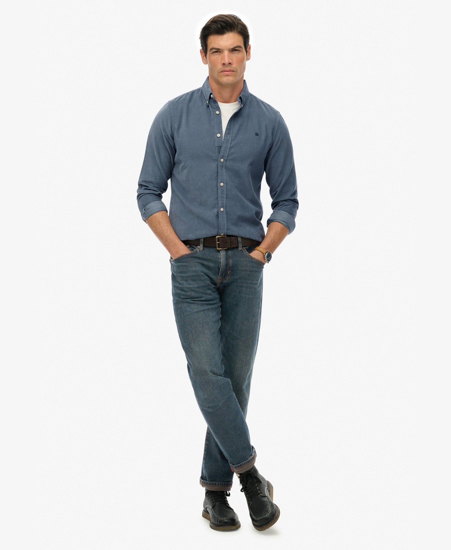 Classic Needle Cord Shirt | Stormy Weather Blue