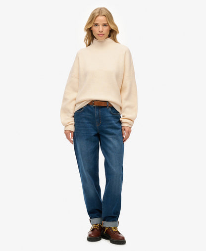 Slouchy Mock Neck Jumper | Butter Cream Twist