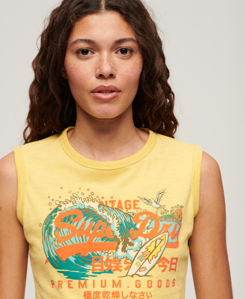 La Vintage Logo Graphic Slim Tank Top | Sun Yellow Marle