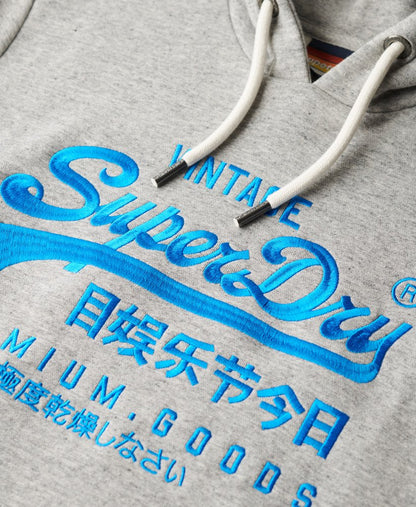 Neon Vintage Logo Graphic Hoodie | Athletic Grey Marle