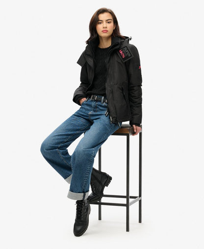 Hooded Mountain Windbreaker Slim Fit Jacket | Black