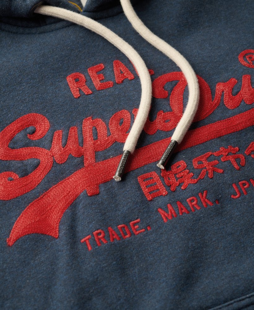 Embroidered Vintage Logo Graphic Hoodie | Trench Navy Marle
